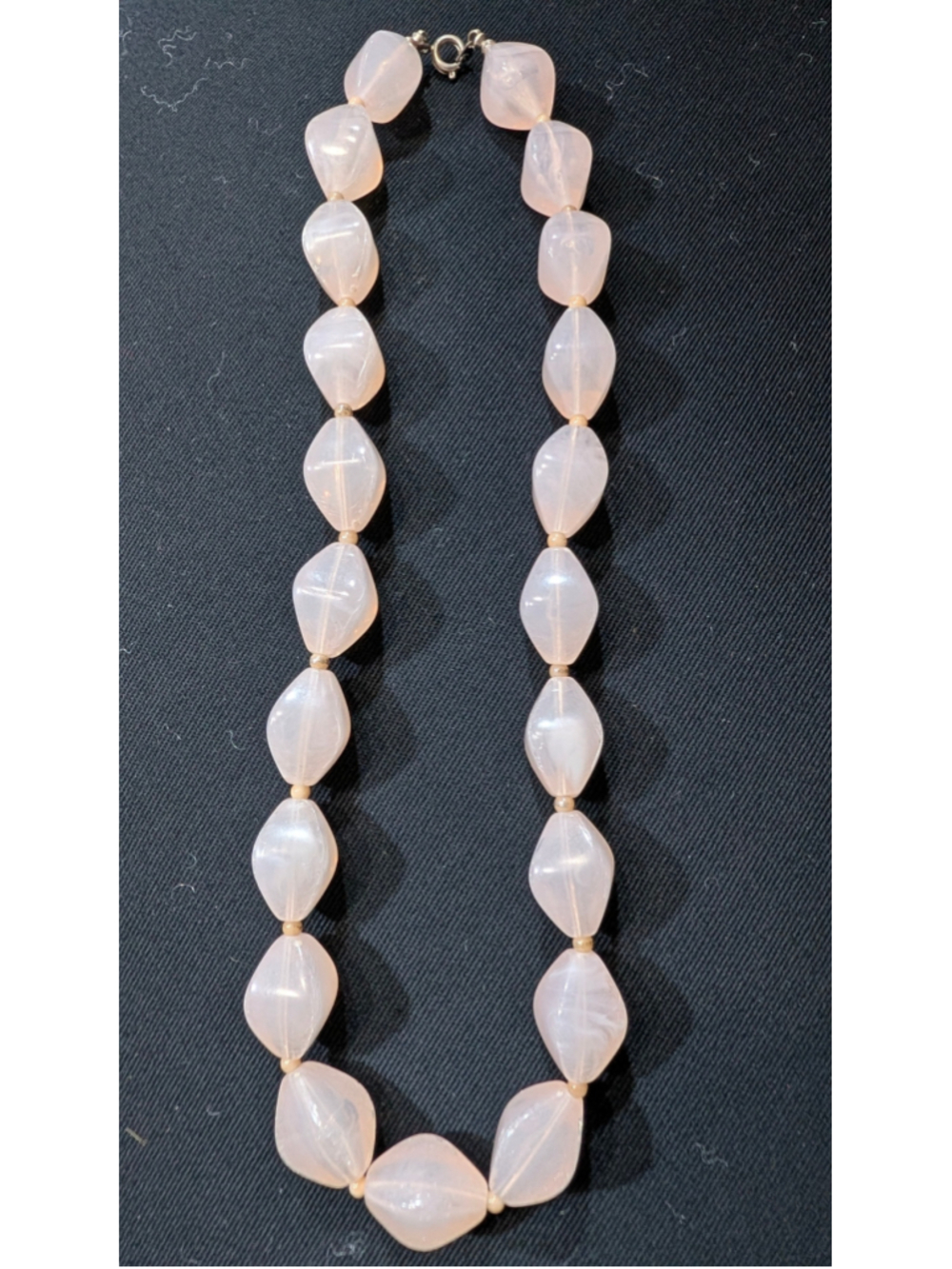 Women's Unbranded Rose Quartz Bead Necklace One Size Pink Silver 16 inches